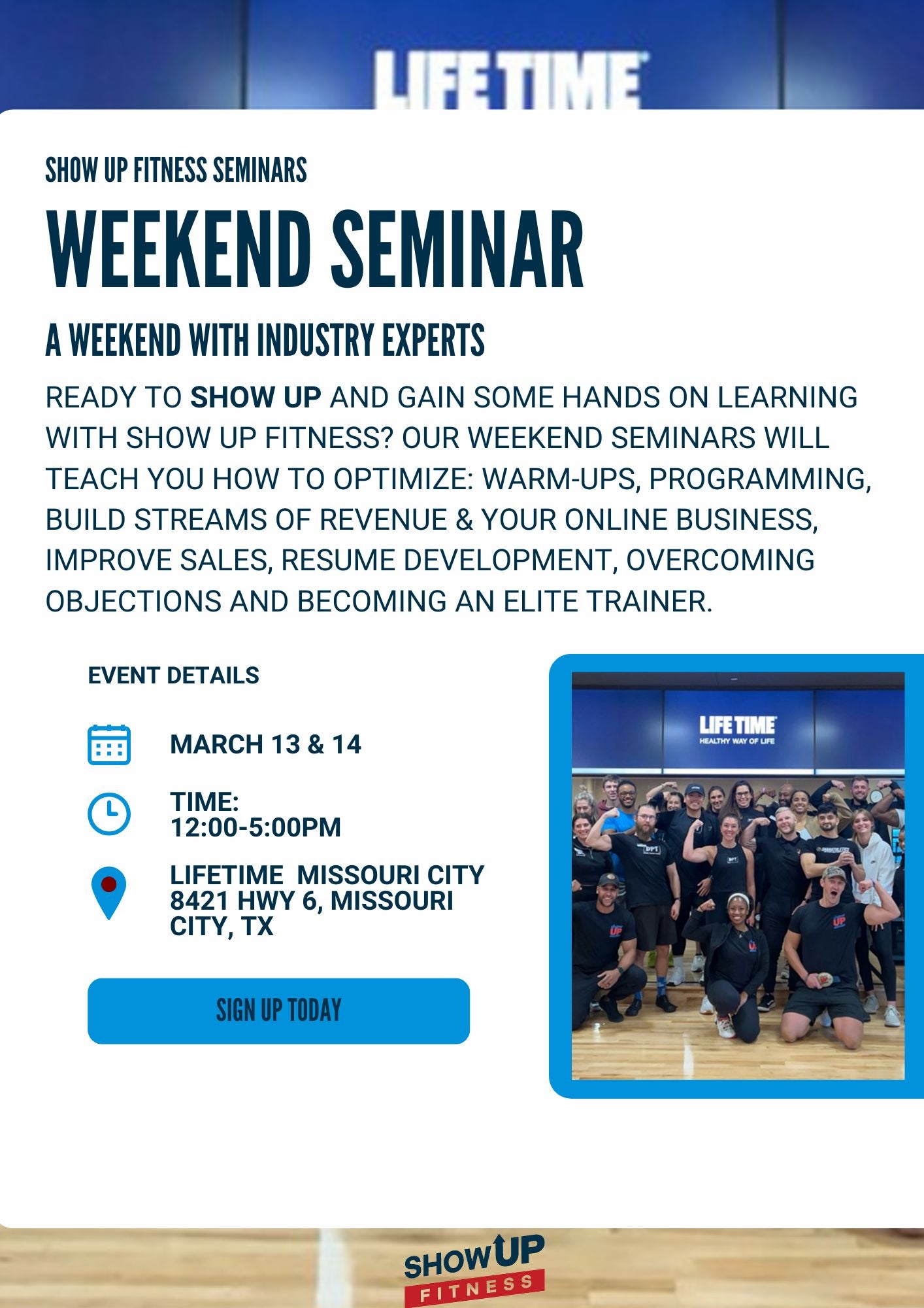 Missouri City, TX  Seminar - March 13 & 14