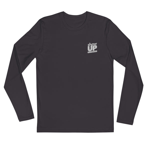 Grey Show Up or Shut Up Long Sleeve Fitted Crew